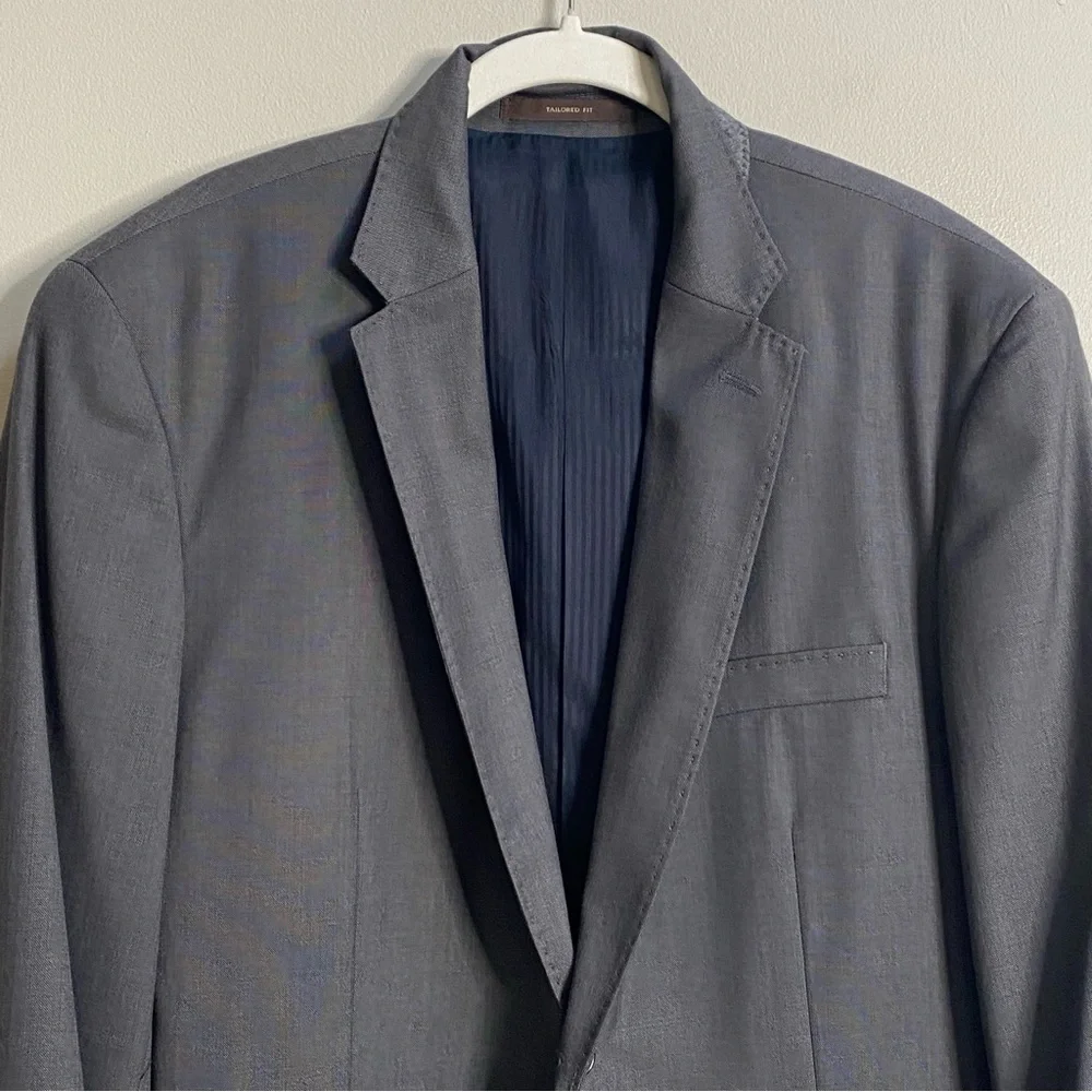 Men's Tasso Elba Grey Blazer Suit Jacket Size Large 42 - 44
